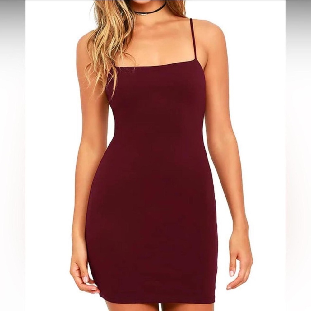 Elegant Lulus Burgundy Spaghetti Strap Dress